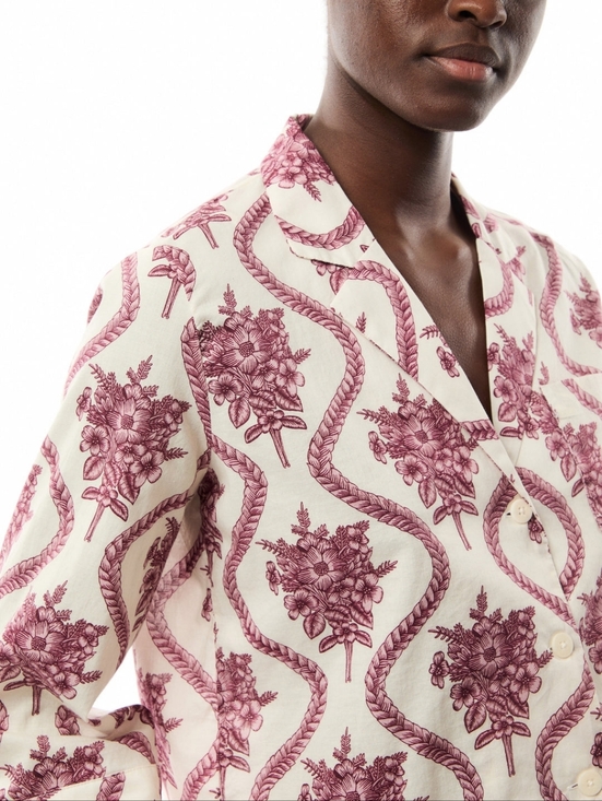Desmond & Dempsey Tops - Desmond & Dempsey Alpen Flora Boxy Shirt in Organic Cotton-voile